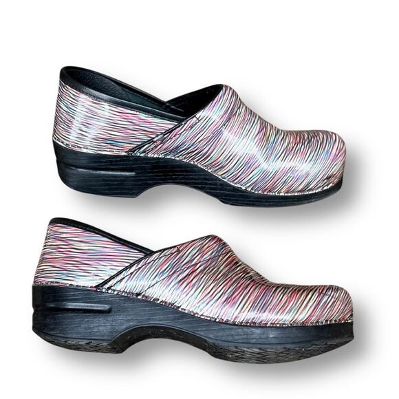 Dansko Multi Striped Professional Patent Leather Clogs Shoes EU 41 / 10.5 - 11 - Picture 12 of 15